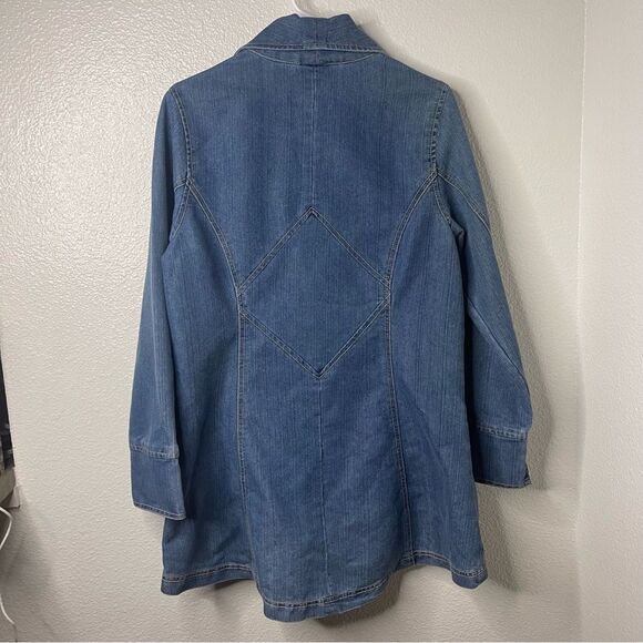 Vintage 90s Bleu Bayou Denim Jacket Medium Blue Embroidered Sequin Mid Length - Picture 14 of 16